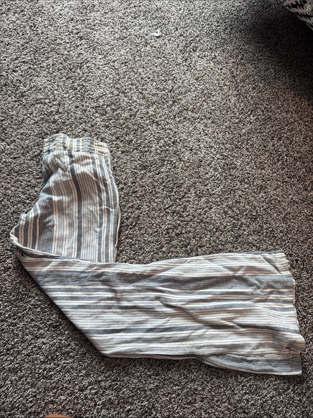 Billabong Striped Straight-Leg Pants in Light Blue and White